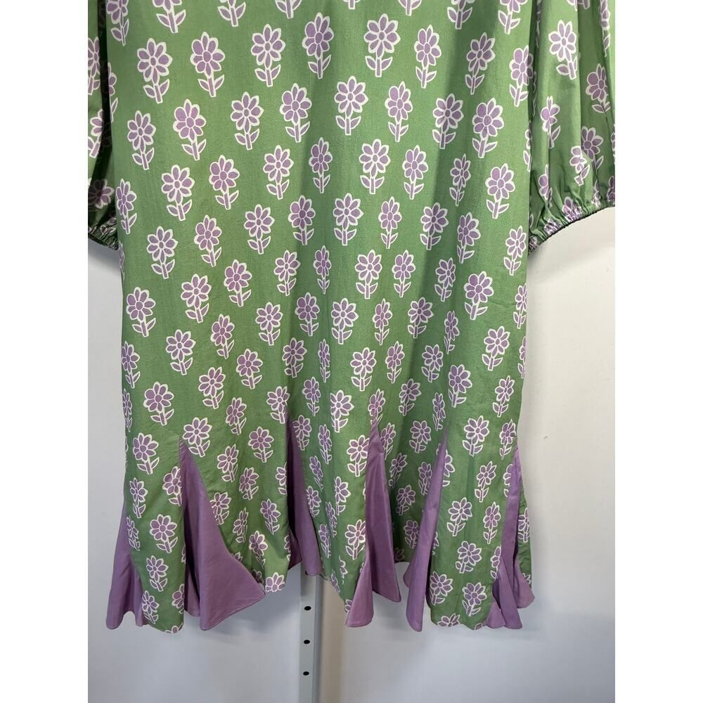 RHODE Women's Saira Floral Print Knee Length Cotton Dress Green Size Large - Picture 6 of 9